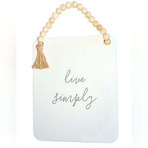 "Live Simply" Beaded Wood Wall Decor